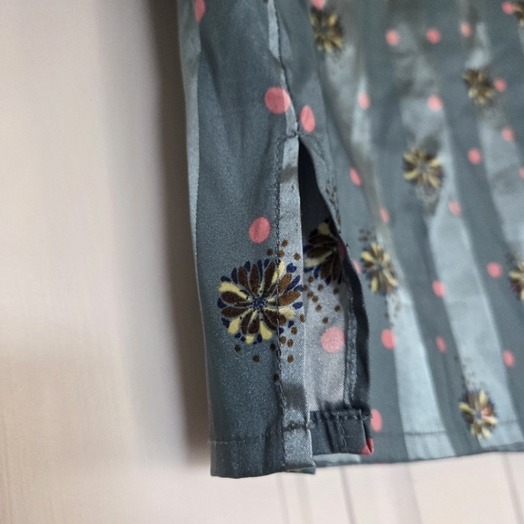 Free People Intimately Pajama Party Sleep Satin PJ Top in Hazy Blue Size Small - Picture 8 of 14